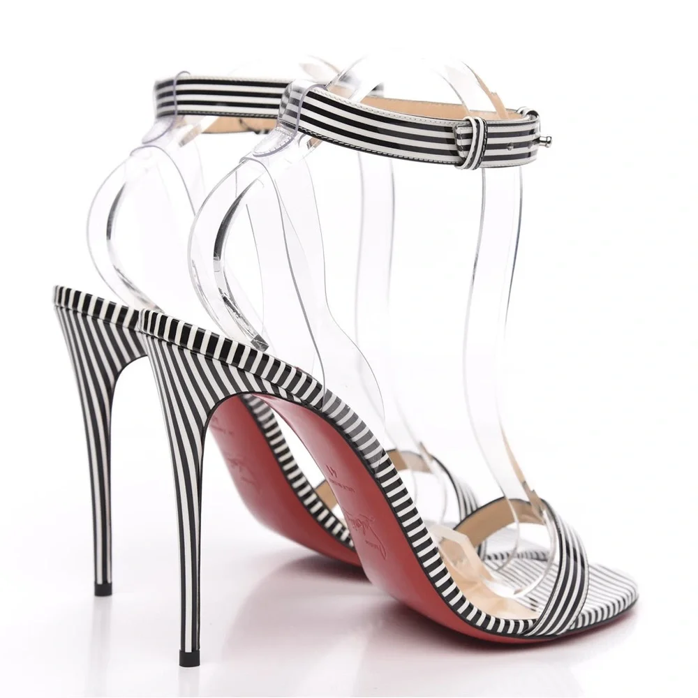 CHRISTIAN LOUBOUTIN Patent PVC Striped Illusion Jonatina 100 Sandals 41 - Picture 4 of 11